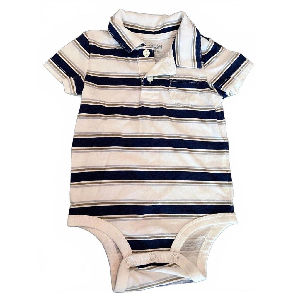 OshKosh Polo Shirt Onesie / Short Sleeve Polo Shirt / Collared Onesie Polo (9m)